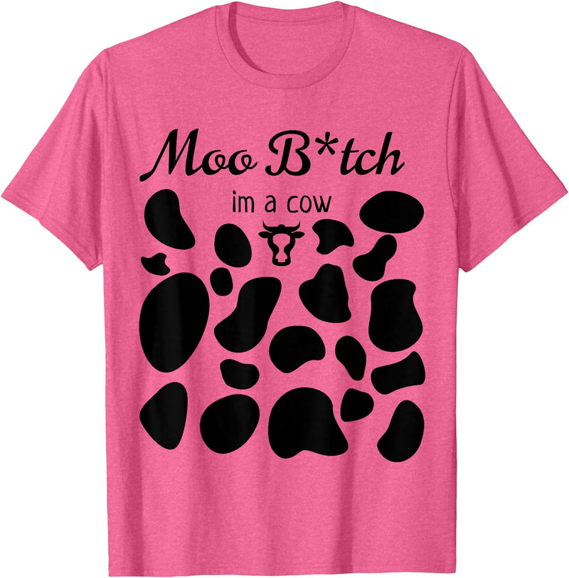 OscursBest Moo I'm a Cow Print Parody Costume Funny Graphic Not Spooky T-Shirt - Pink Heather