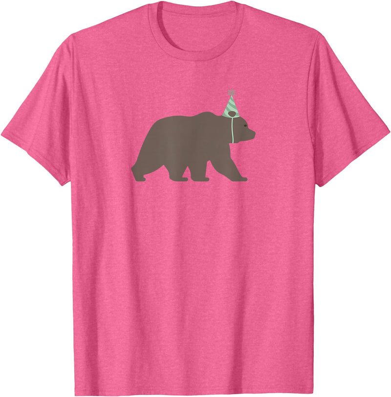 Birthday Animalz Bear Birthday T-Shirt, Kids Animal Birthday Shirt T-Shirt - Pink Heather
