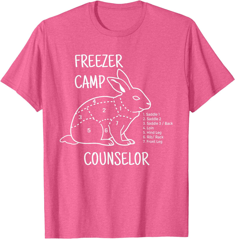 Freezer Camp Rabbit Meat - Funny Homestead and Hunter T-Shirt in Pink Heather