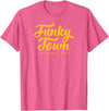 Funky Town Fort Worth Texas Script Design Studio FUNKY TOWN Fort Worth TX Script Design T-Shirt - Pink Heather