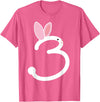 ThreeYear Old Gift Bunny Rabbit Numeral 3 for Girls and Boys T-Shirt in Pink Heather