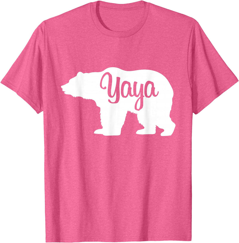 Matching Family Gift Shirts Yaya Bear Silhouette T-Shirt - Pink Heather