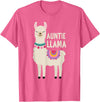 Family Matching Llama Birthday Auntie Llama Aunt Of The Birthday Llama Party Family T-Shirt - Pink Heather