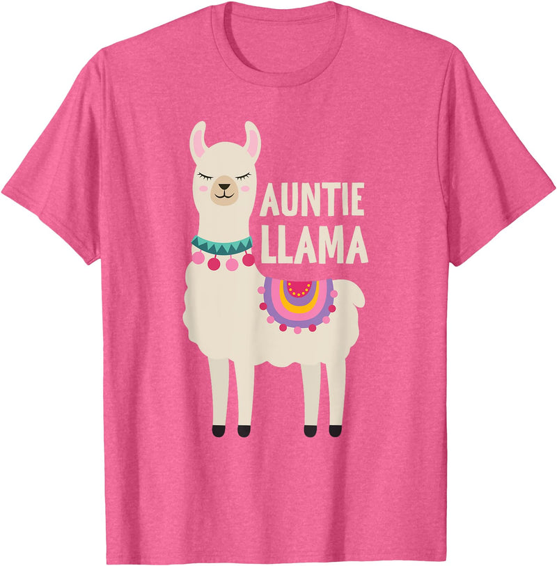 Family Matching Llama Birthday Auntie Llama Aunt Of The Birthday Llama Party Family T-Shirt - Pink Heather