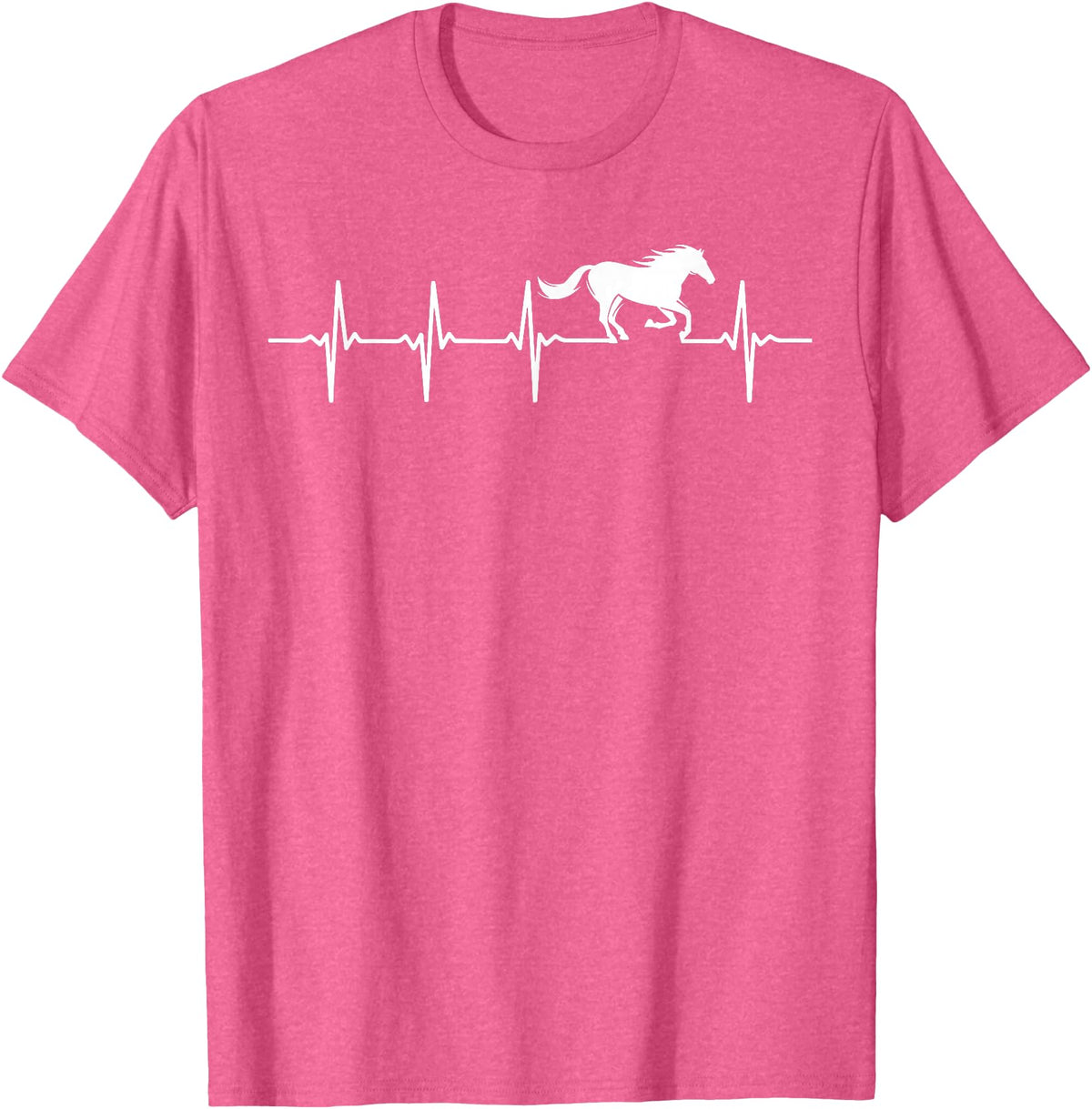 Heartbeat Horse Lover Gifts Women Men Girls Gifts Horse Lover Gifts Heart EKG Heartbeat Pulseline Cardiology T-Shirt - Pink Heather