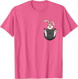 Cute Rabbit Bag Lover Bunny Graphic T-Shirt in Pink Heather