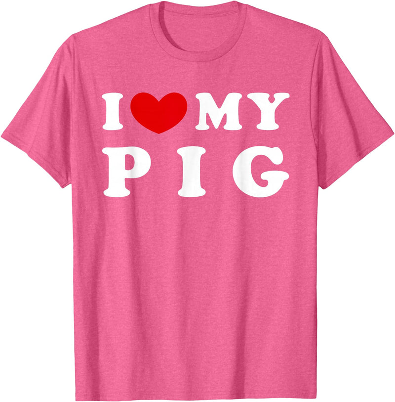 I Heart My Everything - Collection I Love My Pig T-Shirt - Pink Heather