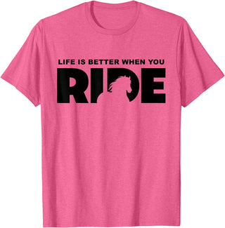 BASBO Horse Riding T-Shirt - Pink Heather