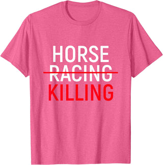 Nuleaf Advocacy Apparel Anti Horse Racing T-Shirt | Save Racehorses Equestrian Tee T-Shirt - Pink Heather