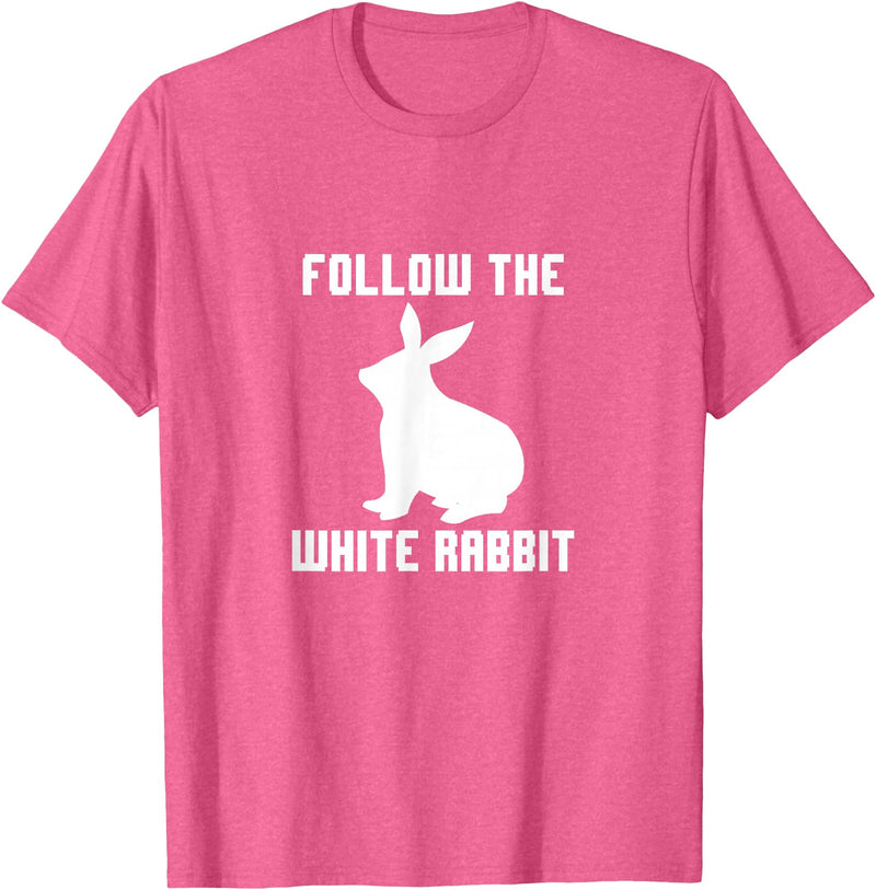 Follow the White Rabbit T-Shirt in Pink Heather