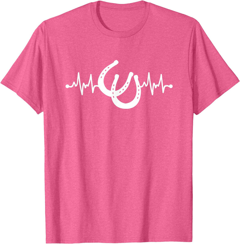 Horseshoe Horse Heartbeat Apparel Heartbeat Horse Lover Clothing - Horse Heartbeat T-Shirt - Pink Heather