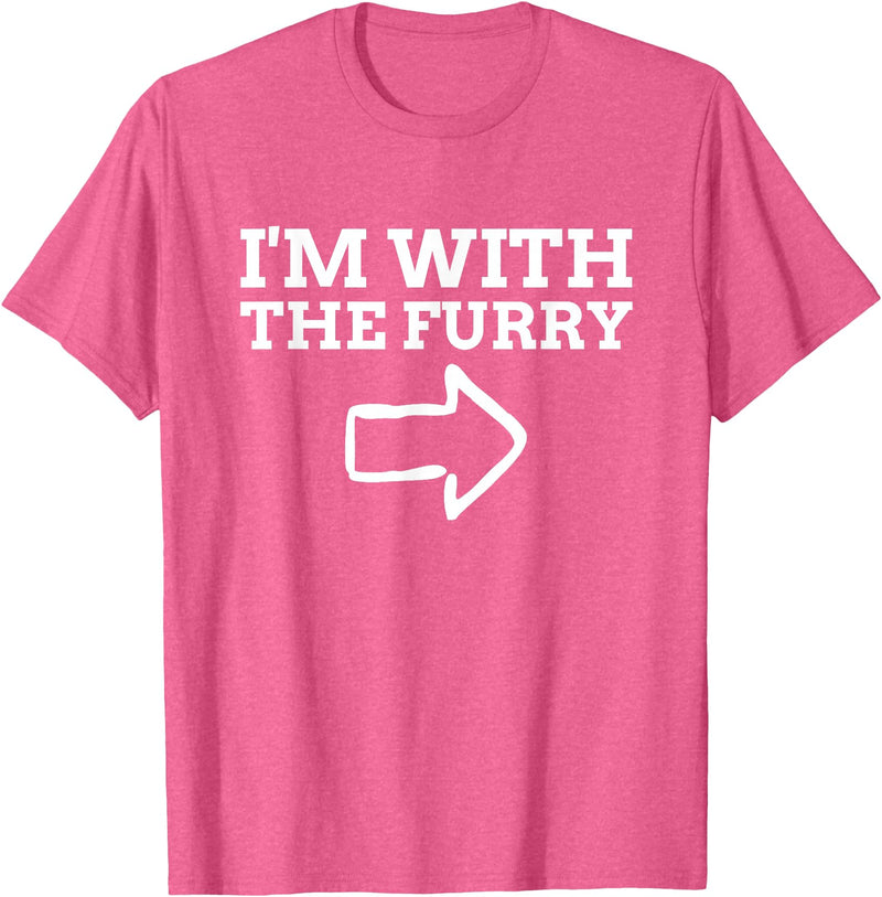 Furry Fandom Gifts I'm with The Furry T-Shirt - Pink Heather