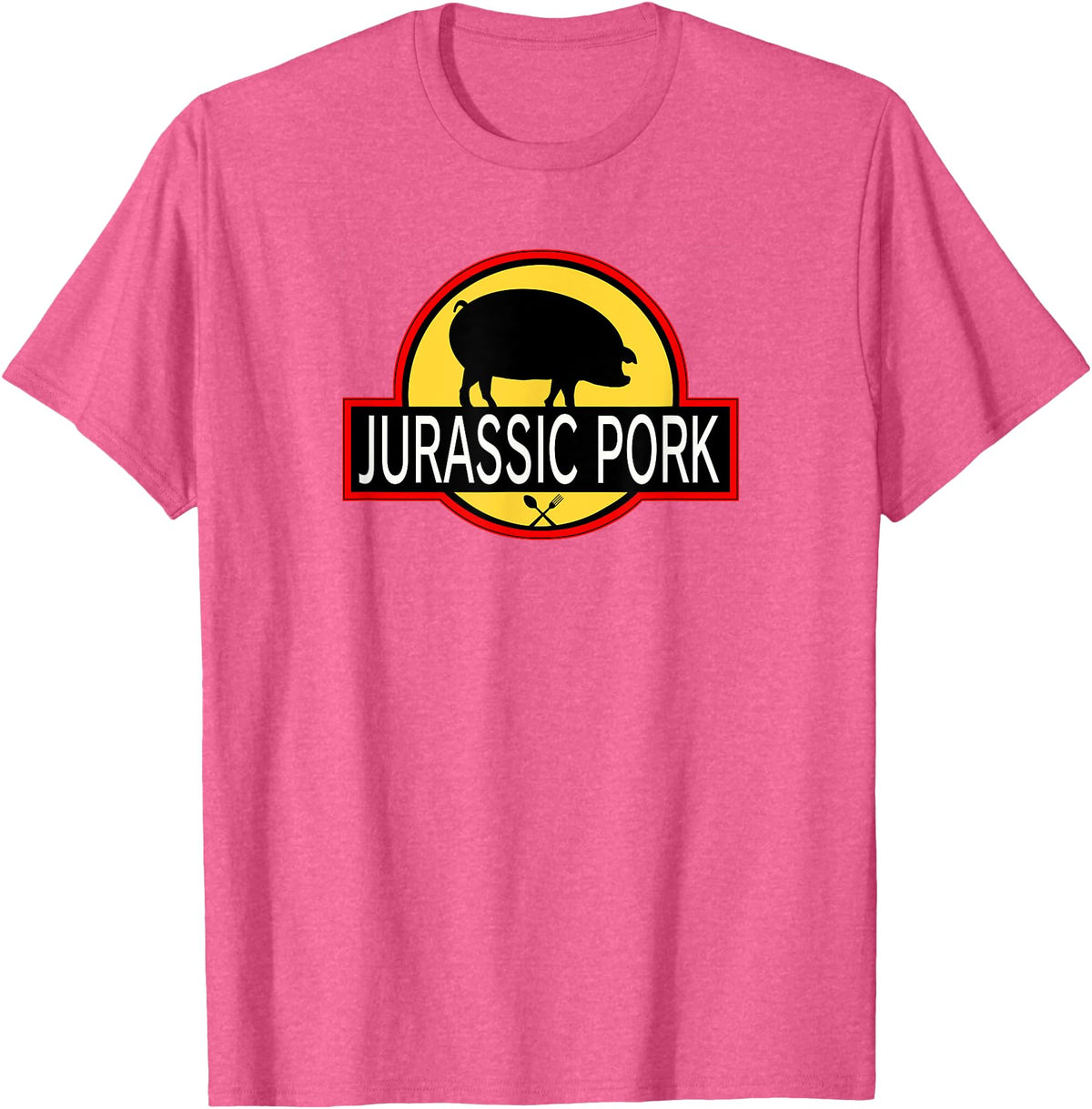 Pork lover Porky Pig sow gift idea Jurassic Pork - Ultra Funny Parody - Eat Meat - Pig Pork T-Shirt - Pink Heather