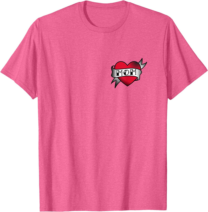 Mama Bear Tee Shirts Mom Heart Tattoo T-Shirt T-Shirt - Pink Heather