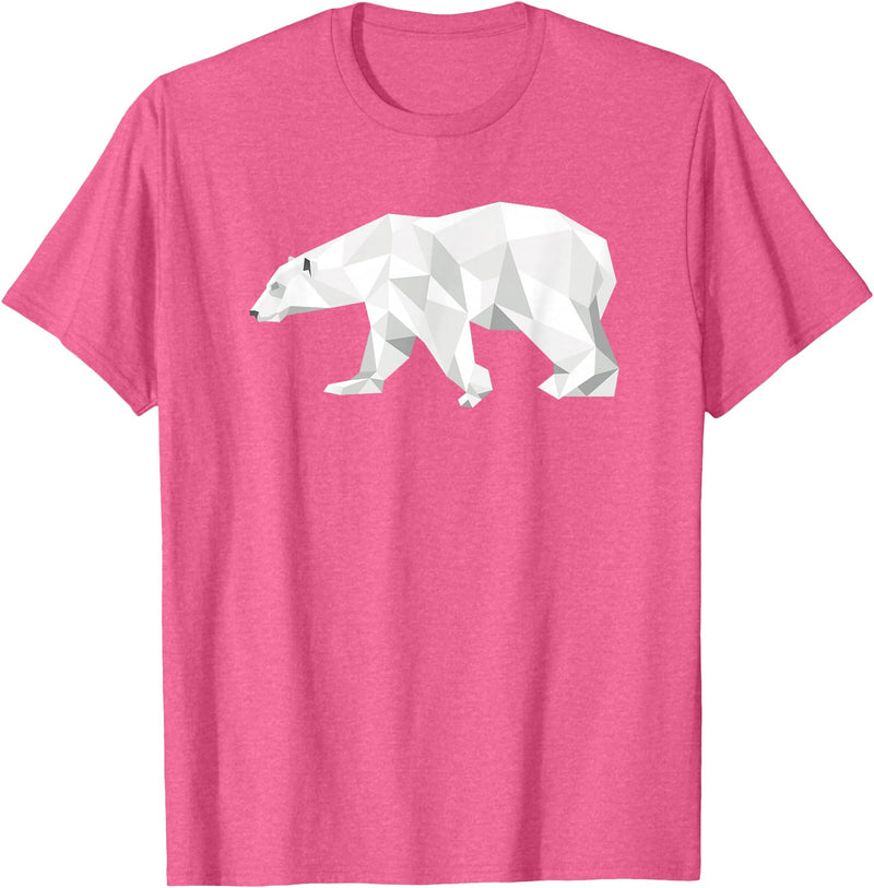 Geometric Patterns By DSMD Cool Polar Bear Geometric Pattern Boho Art Christmas Animal T-Shirt - Pink Heather