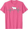 Animal Funny Farmer Farmers Gift Cow Cattle Beef Heartbeat Funny T-Shirt - Pink Heather