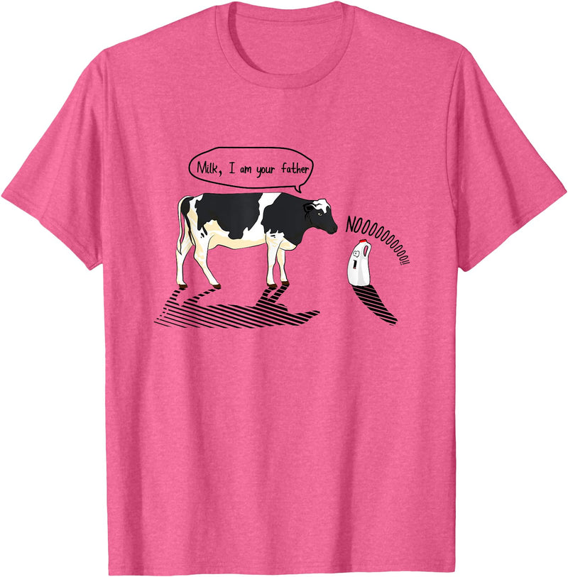 InGENIUS Novelty Cow & Millk Cow and Milk I Am Your Father Funny Parody Cartoon T-Shirt - Pink Heather