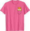 Funny Hamster Peeking in Pocket Animal Lover Men Women Kids T-Shirt - Pink Heather
