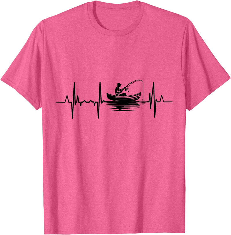 Fishing Pulse Line T-Shirts Fishing Pulse Line Angler Heartbeat T-Shirt - Pink Heather