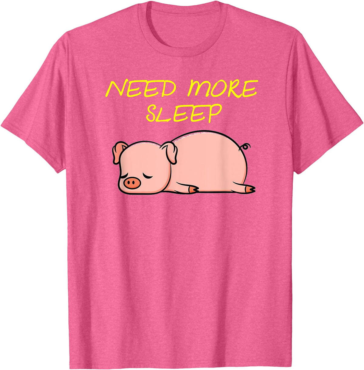 Cute Animal Pyjama Sleep Bed Outfits Funny Sleeping Pig Pajama Design for Bedtime T-Shirt - Pink Heather