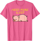 Cute Animal Pyjama Sleep Bed Outfits Funny Sleeping Pig Pajama Design for Bedtime T-Shirt - Pink Heather