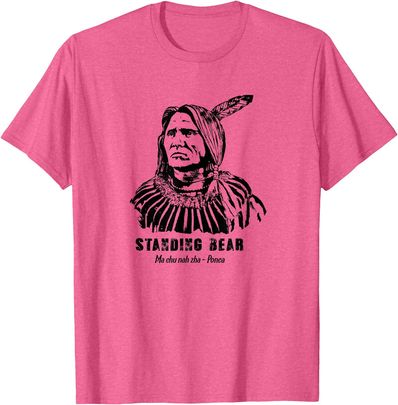 Nebraska Statue Oklahoma Court Standing Bear Ponca Tribe T-Shirt - Pink Heather