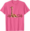 Giraffic print shirt Birthday Giraffe Heartbeat Shirt for Woman Man Kids T-Shirt - Pink Heather