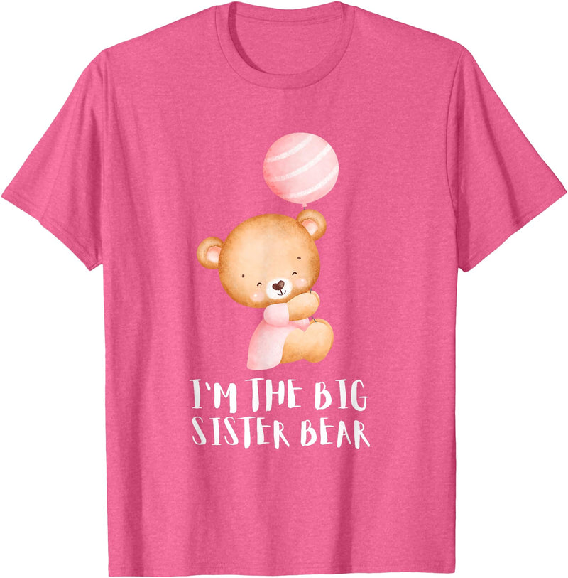 Big Sister Little Sister Outfits Siblings - Im the big sister bear T-Shirt - Pink Heather