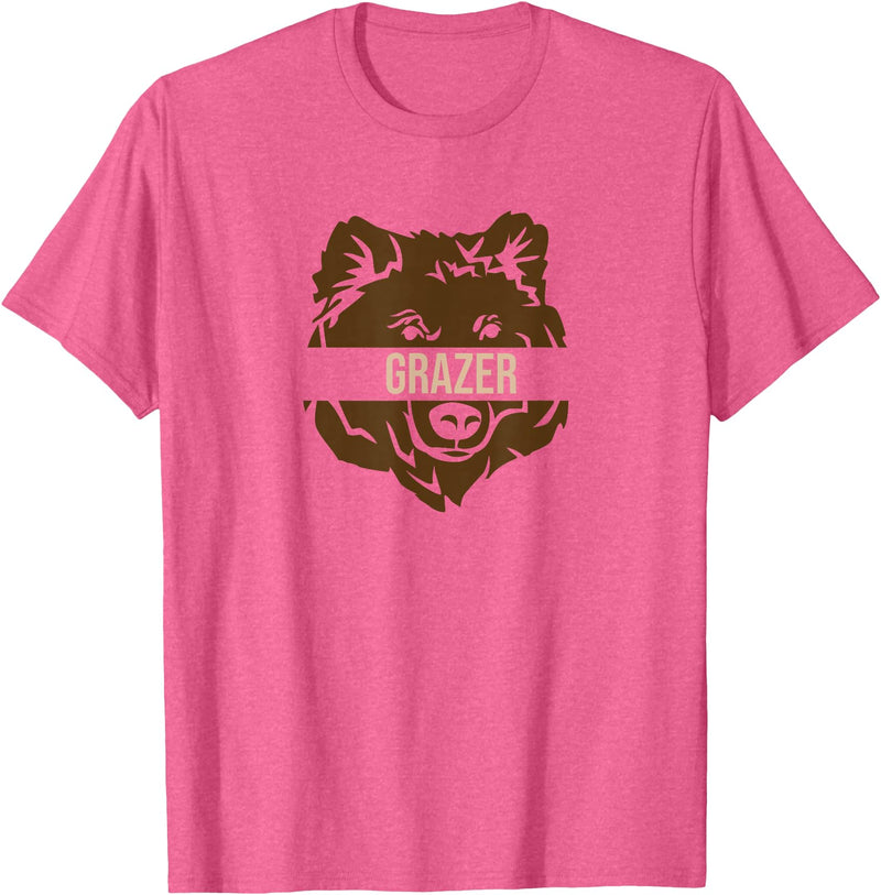 Brown Bear Lovers and Fat Grizzy Fans 2023 Grazer Bear design fat brown grizzly fan beartober week 2023 T-Shirt - Pink Heather
