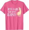 Funny Llama And Alpaca Gifts Funny Llama Girl Just A Girl Who Loves Llamas T-Shirt - Pink Heather