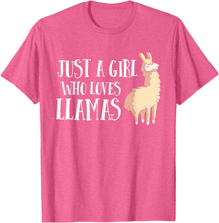 Funny Llama And Alpaca Gifts Funny Llama Girl Just A Girl Who Loves Llamas T-Shirt - Pink Heather