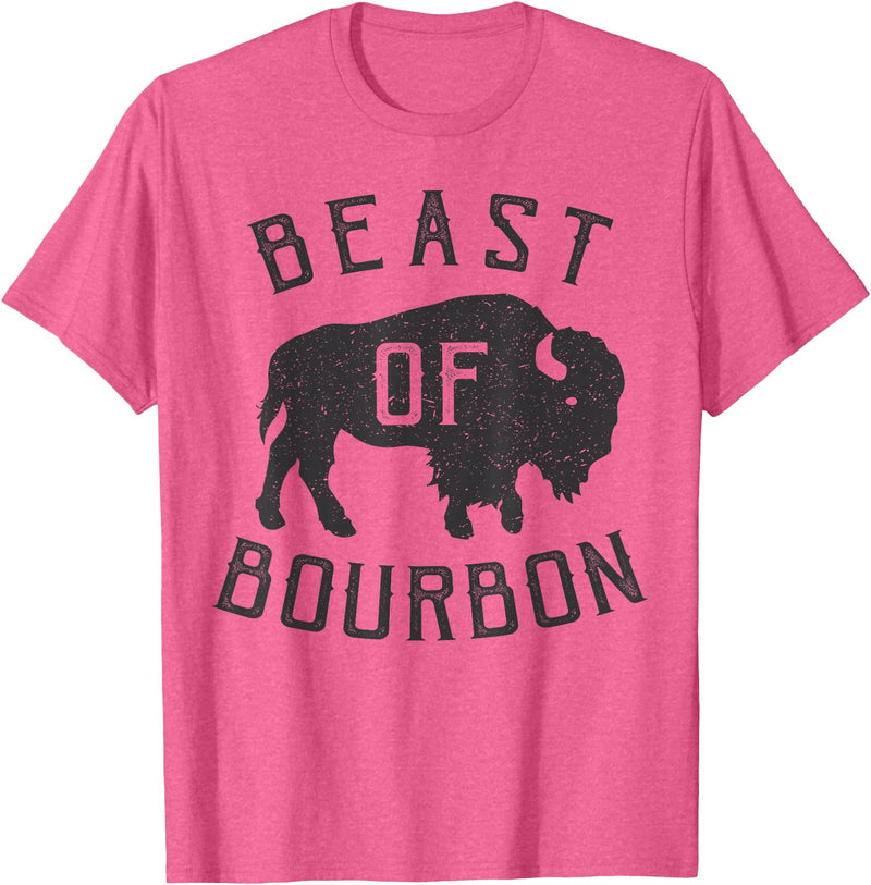 Drinking Fun designs - Big Ray Designs Beast of Bourbon Drinking Whiskey Design Bison Buffalo Party T-Shirt - Pink Heather