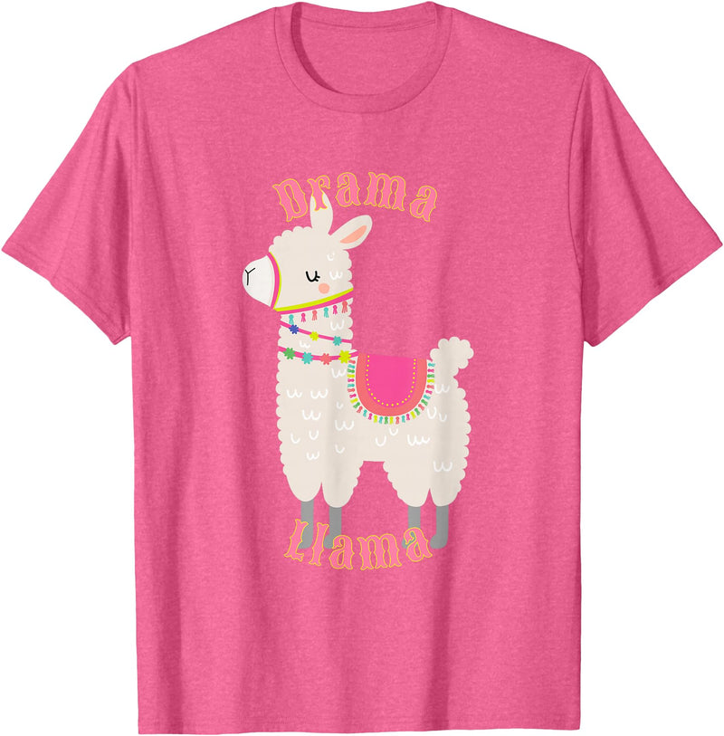 Cute Llama Shirts Drama Llama T-Shirt for Adults and Kids T-Shirt - Pink Heather