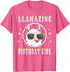 LLama Squad Shirts and Gifts Llama Birthday Girl Party Outfit Amazing Pun Fun Rainbow T-Shirt - Pink Heather