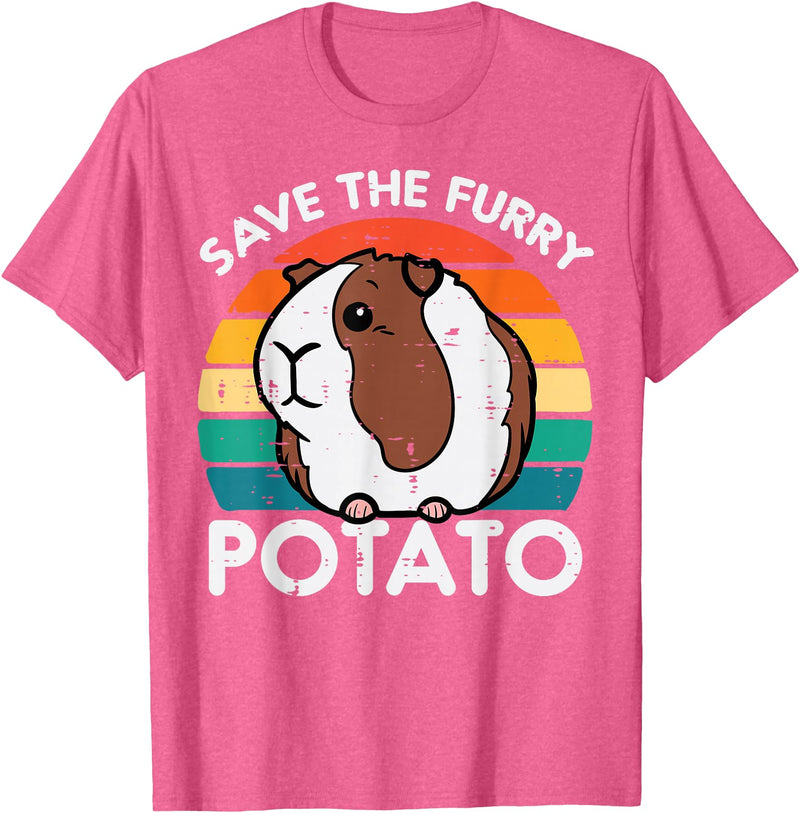 Guinea Pig Shirts For Men Women Kids Gift Guinea Pig Save Furry Potato Cavy Pet Owner Women Kids Men T-Shirt - Pink Heather