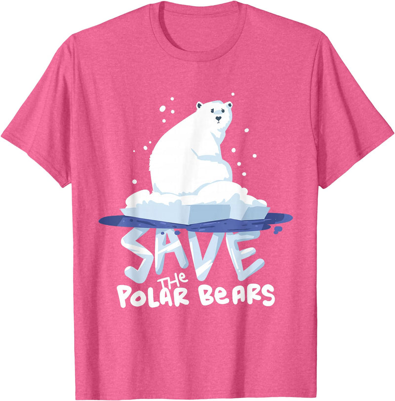 Polar Bears T-Shirts Tee Save The Polar Bears T-Shirt Save Animals Shirt Gift. T-Shirt - Pink Heather