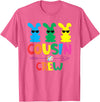 Easter Cousin Crew Rabbit Cute Matching Easter Day Party T-Shirt in Pink Heather