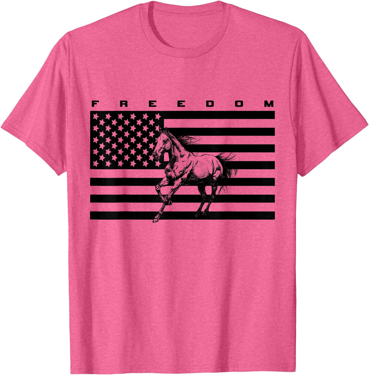 BASBO American Flag Horseback Riding Apparel - Horse T-Shirt - Straight - Pink Heather