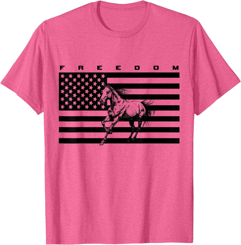 BASBO American Flag Horseback Riding Apparel - Horse T-Shirt - Straight - Pink Heather