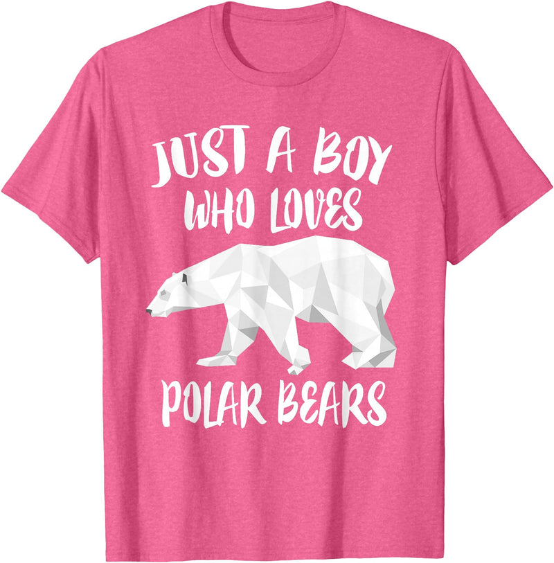 Polar Bear Lover Gift Just A Boy Who Loves Polar Bears T-Shirt Bear Lover Gift T-Shirt - Pink Heather