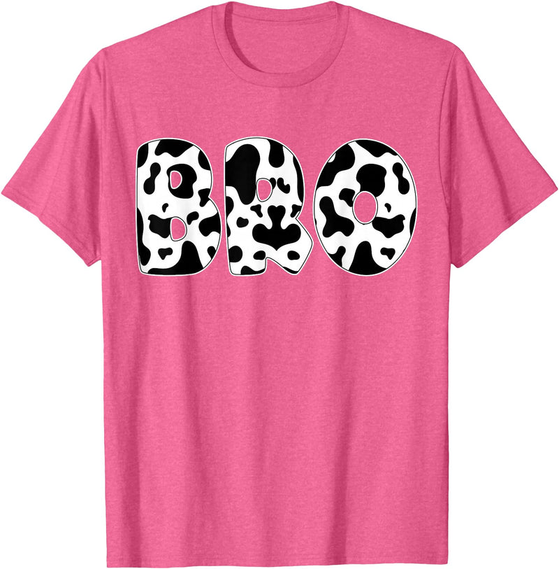 Family Matching Gifts Cow Bro Brother Cow Print Cow Pattern Mother's Day T-Shirt - Pink Heather