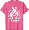 Easter Day Gym Bunny Rabbit Weightlifting Deadlift Fitness T-Shirt in Pink Heather