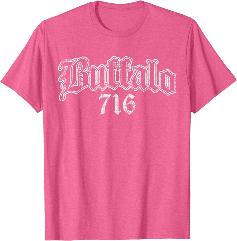 Buffalo NY by Kruzelly Vintage Buffalo New York 716 T-Shirt - Pink Heather
