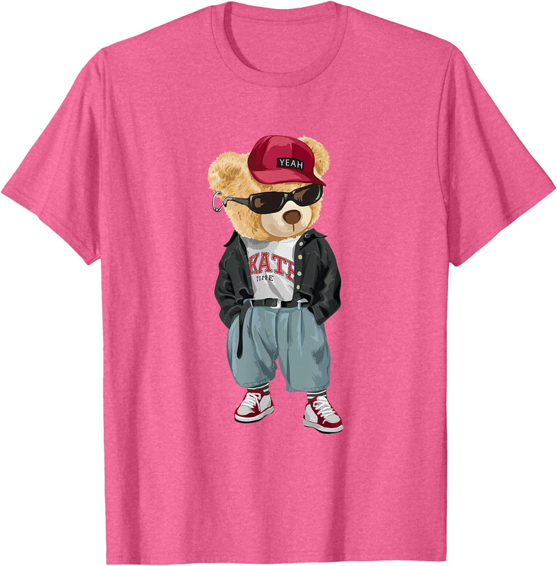 Punk Rocker Teddy Bear Rap Hip Hop Gift Men Women Punk Rocker Rapper Popster Punker Teddy Bear Rap Hip Hop T-Shirt - Pink Heather