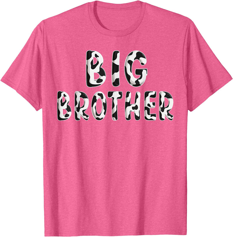 Cow Pattern Print Family Matching Birthday Shirts Cow Big Brother Birthday Family Matching Fathers Day Boy T-Shirt - Pink