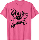 Funny Pig Humor by TKsTees Funny Flying Pig Oink Aviator T-Shirt - Pink Heather