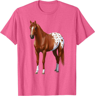 Horse Lover Art by CSForest Chestnut Sorrel Blanket Appaloosa Horse Lover Gift T-Shirt - Pink Heather