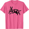 Jackrabbit Bunny Rabbit Hare Minimalist Animal Drawing T-Shirt in Pink Heather
