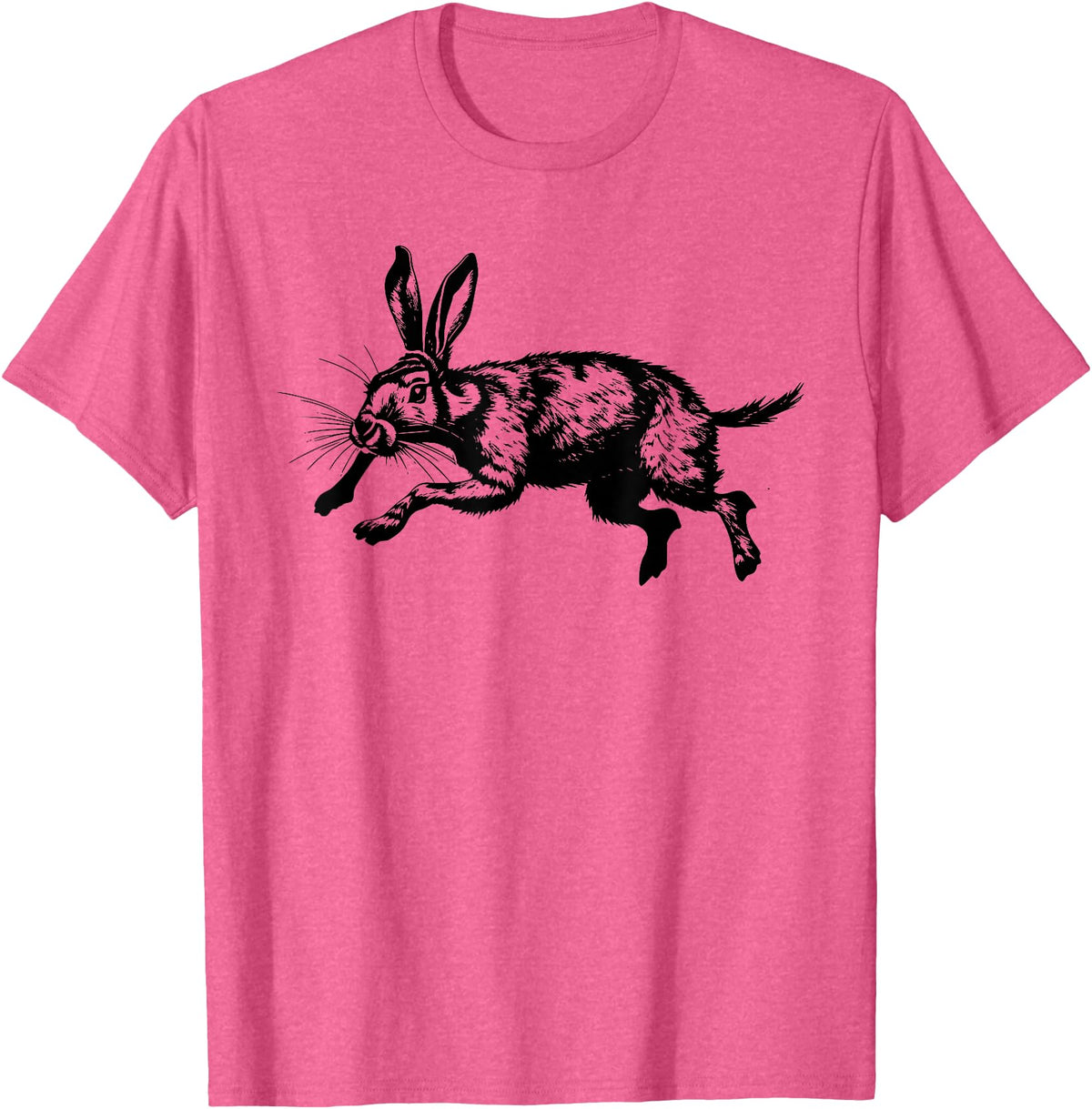 Jackrabbit Bunny Rabbit Hare Minimalist Animal Drawing T-Shirt in Pink Heather
