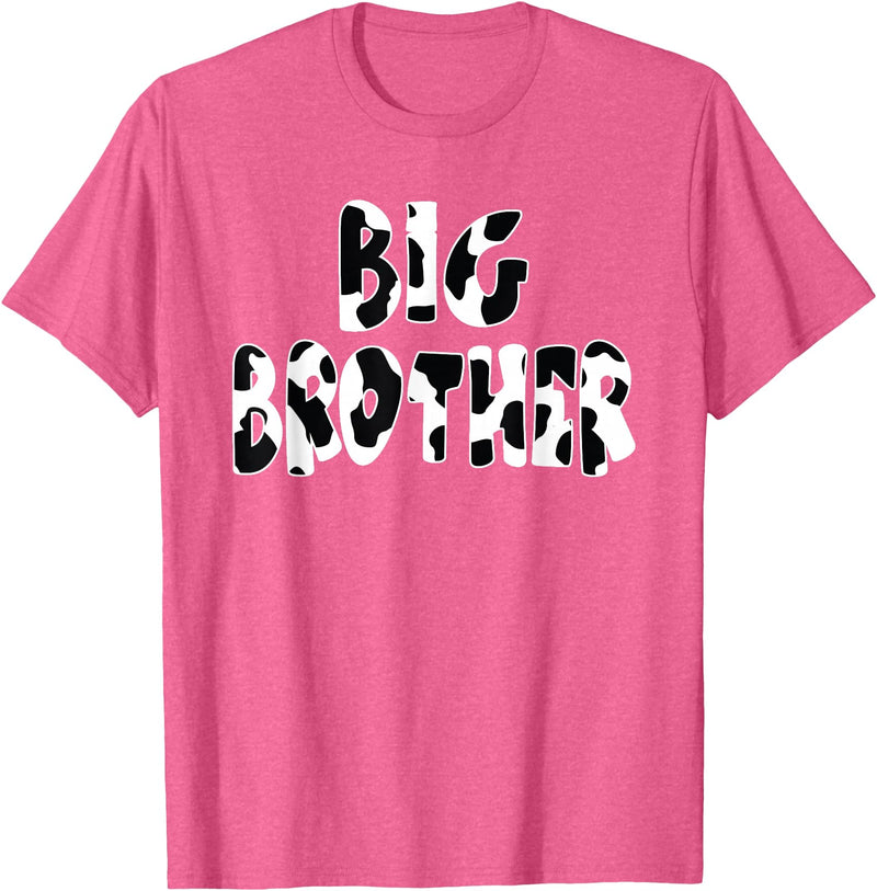 funny saying Gifts for Family Members and more Big Brother Cow Print Cow Pattern T-Shirt - Pink Heather